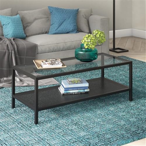 Henn&Hart 54" Wide Rectangular Coffee Table in Blackened Bronze, Modern coffee tables for living room, studio apartment essentials