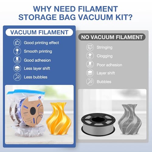 ELEGOO Filament Storage Bags Vacuum Kit, 20 Bags Vacuum Sealed with Hand Pump Dust Proof Humidity Resistant, Perfect for 3D Printer Filament Storage and Keep Filament Dry (13.4x11.8 inch)