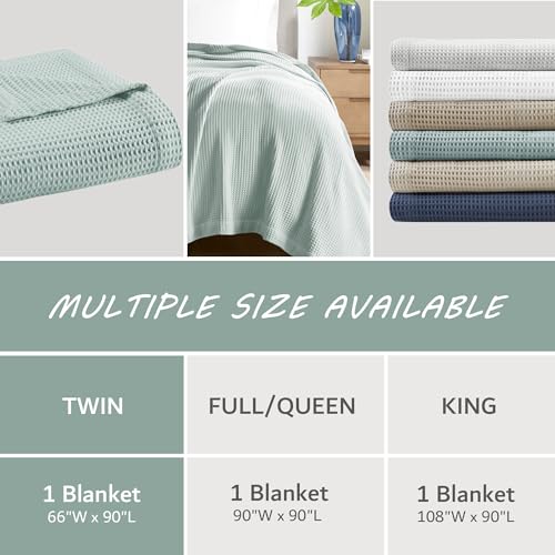 Beautyrest 100% Cotton Blanket, Trendy Woven Waffle Weave Design, All Season, Lightweight, Breathable, Soft and Cozy Casual Summer Cover, for Bed, Couch and Sofa, Twin(66 in x 90 in), Aqua