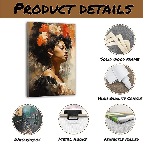 QIXIANG African American Wall Art Abstract Modern Indian Women Portrait Black Women Vintage Poster Prints for Bedroom Office Decor (11.00" x 14.00", A)