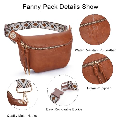 Fanny Pack Crossbody Bags for Women Vegan Leather Belt Bag Waist Pack Causal Chest Bum Bag With 2 Straps Nude Pink
