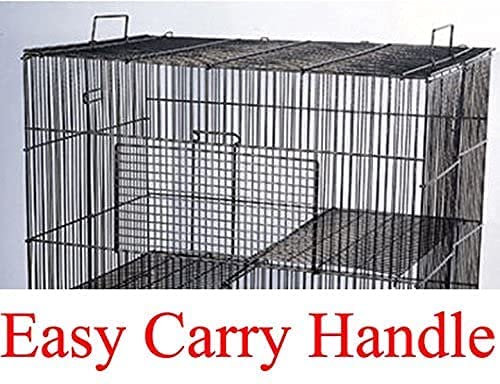 Large 3-Levels Foldable Ferret Chinchilla Sugar Glider Rats Animal Chew Free Metal Carrier Travel Cage with Narrow 3/8" Wire Bar Spacing Prevent Escape and Stuck Shelves and Ladders Included