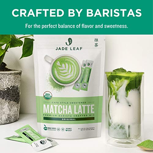 Jade Leaf Matcha Organic Café Style Sugar Free Matcha Latte Green Tea Powder, Premium Barista Crafted Mix, Authentically Japanese, 15 Servings (5.3 Ounces)