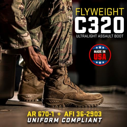 B Belleville Arm Your Feet C320 One Xero 8 Inch Combat Boots for Men - Ultra-Lightweight Army/Air Force OCP ACU Brown Leather with Vibram Incisor Traction Outsole; Berry Compliant, Coyote - 7 R