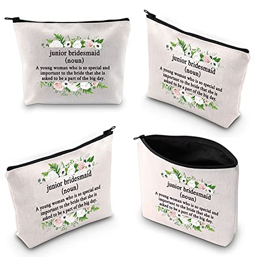 WCGXKO Junior Bridesmaid Gift Maid of Honor Proposal Gift Wedding Day Zipper Pouch Makeup Bag For Bridesmaid (Junior Bridesmaid)