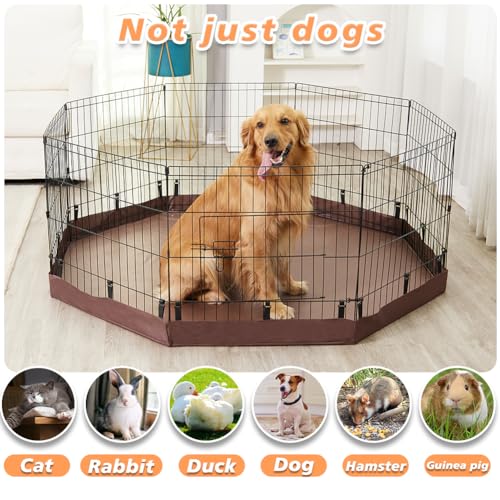 PJYuCien Dog Playpen Mesh Top Cover, Fits 24 Inch 8 Panels Regular Octagon Metal Exercise Pet Playpen, Adhesive Tape Connections, Blue (Note: Cover Only, Playpen Not Included !!!)…