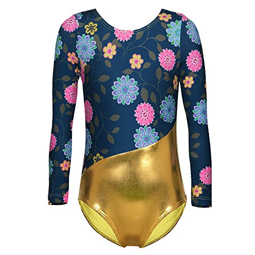 DAXIANG Leotards for Girls Gymnastics Long Sleeve Gymnastics Leotard for Girls Gymnastics Leotards Purple Snowflake 9-10Y