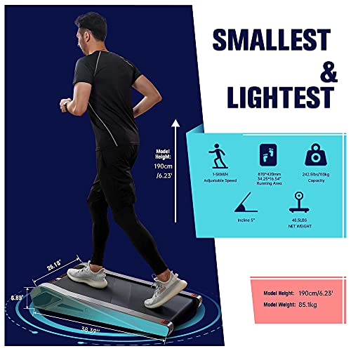 EGOFIT: Walker Pro M1 - Cool Grey - Under Desk Walking Pad Treadmill, 5% Incline, LCD Display, Remote Control, Home & Office, 220lb Cap, 0.6-3.1mph