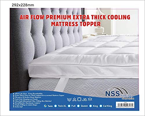 Niagara Cotton Twin Mattress Topper - Pillow Top Mattress Cover Quilted Fitted Cooling Topper for Back Pain Deep Pocket Fits 20 Inches (39x75 Inches)