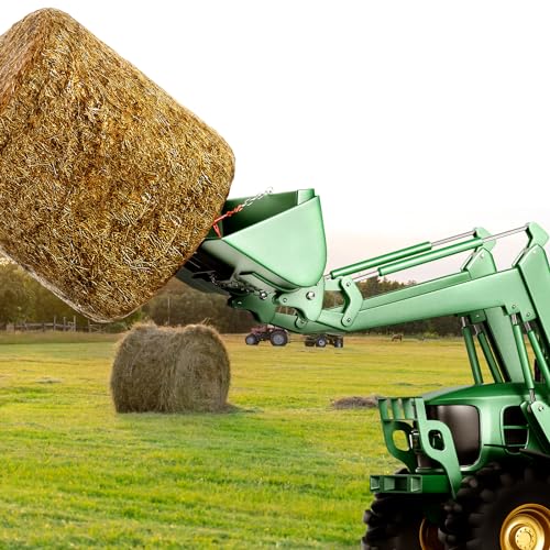 VEVOR 39" Hay Spear, Bale Spears 1600lbs Loading Capacity, Skid Steer Loader Tractor Bucket Attachment with 2pcs 17.5" Stabilizer Spears and 60" Chain, Quick Attach Spike Forks