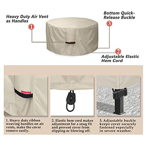 Porch Shield Fire Pit Cover - Waterproof 600D Heavy Duty Square Patio Fire Pit Table Cover Beige - 50 x 50 inch