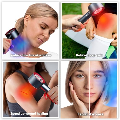 UTK High Power 24 LED Red Light Therapy Device with 470/660/850/940nm Wavelength, Blue Red&Near-Infrared Handheld Light Therapy for Face, Relieve Body Pain Deeply, Facial Skin Care