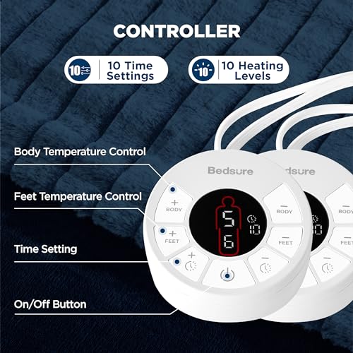 Bedsure Electric Heated Blanket Twin Chevron Shaggy Sherpa, Fast Heating Electric Blanket with 10 Time Settings, 6 Heat Settings, and 8 hrs Timer Auto Shut Off (62x84 inches, Beige)