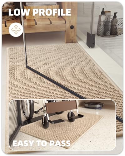 Color&Geometry Chenille Rubber Backed Beige Bathroom Rugs- Non Slip, Absorbent, Quick Dry, Washable- 16"x24" Small Bath Mat Thin Bathroom Rugs Fit for Small Bathroom