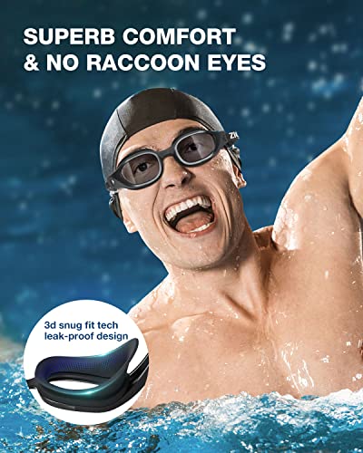 ZIONOR Swim Goggles, Replaceable Lens Anti-fog No Leak Swimming Goggles with Superb Comfort UV Protection for Men Women Adult