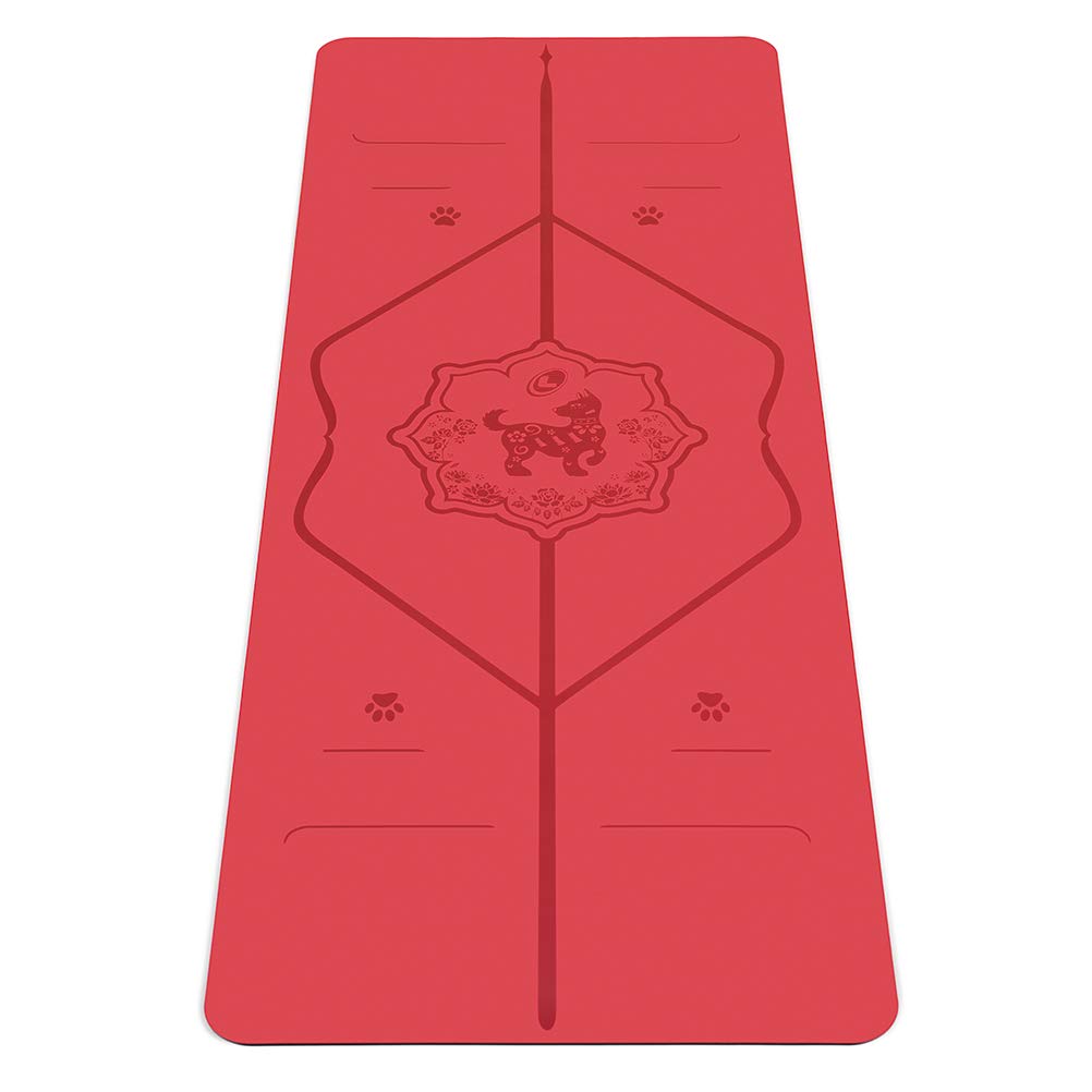 Liforme Year of The Dog Yoga mat ñ Patented Alignment System, Warrior-like Grip, Non-Slip, Eco-friendly, Sweat-resistant, Long, Wide and Thick for comfortñ Special Edition Dog - Red