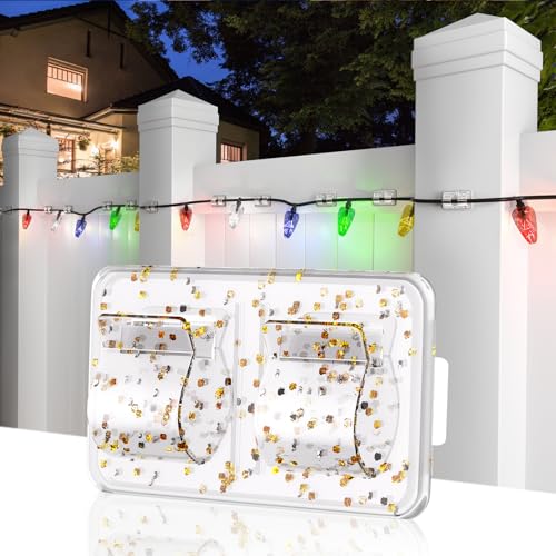 Keviyi Hooks for Outdoor String Lights Clips: 25Pcs Heavy Duty Cable Clips with Waterproof Adhesive Strips for Hanging Christmas Light - Outside UV-Resistant Clear Sticky Cord Holders Rope Organizer