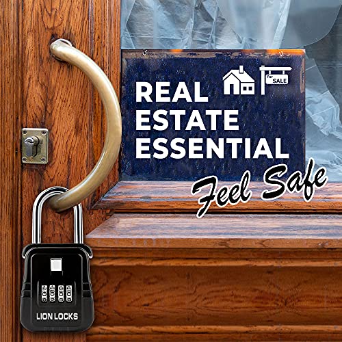 Lion Locks 1500 Key Lock Box with Code, Lockbox for Keys Outdoor, Realtor Lock Box for Short-Term Rentals, Holds 5 Keys (12 Pack, Black)