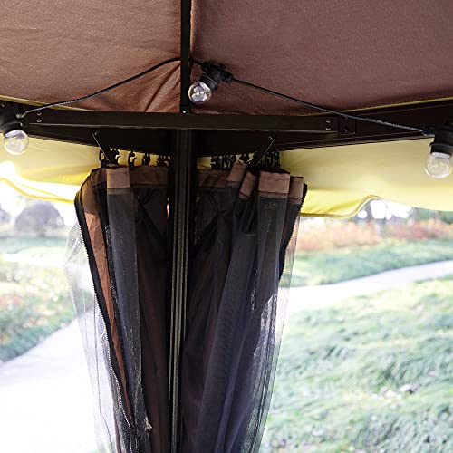 Outsunny 10' x 13' Patio Gazebo, Outdoor Gazebo Canopy Shelter with Netting and Curtains, Aluminum Frame for Garden, Lawn, Backyard and Deck, Gray