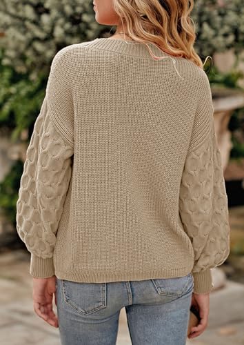 PRETTYGARDEN Women's Fall 2025 Pullover Sweater Casual Long Sleeve Loose Chunky Knit Tops Blouse Winter Fashion Clothing (White,Medium)