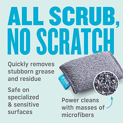 E-Cloth Non-Scratch Scrubbing Pads - Scrubbing Dish Sponges Kitchen Cleaning Kit - Reusable Scrubber Sponges for Dishes and Cleaning - Non-Scratch Scrubbers for Cleaning - 2-Pack
