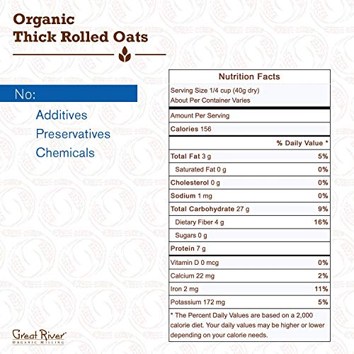 Great River Organic Milling, Oatmeal, Quick Rolled Oats, Organic, 50-Pounds (Pack of 1)