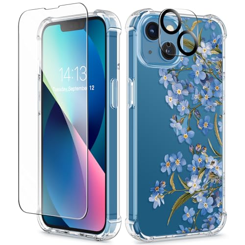 GVIEWIN Designed for iPhone 13 Case 6.1 Inch, Clear Flower Soft & Flexible Shockproof Floral Women Phone Cover(Magnolia/White)