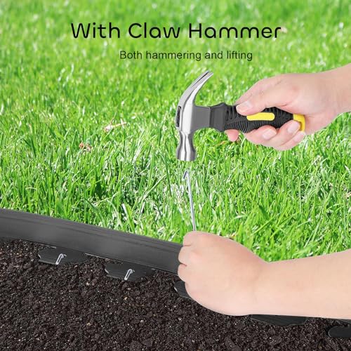 GROWNEER 2 in Tall, 33FT No-Dig Landscape Edging, Rubberific Landscape Edging Garden Edging Border with 30 Pcs Garden Staples, 1PC Hammer Edging for Landscaping Garden, Flower Beds, and Lawn (Black)