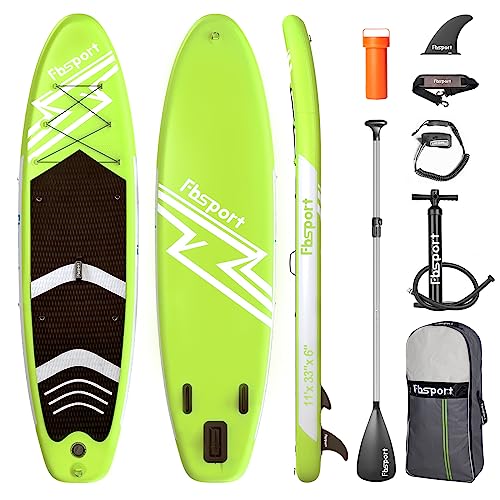 FBSPORT 11' Premium Inflatable Stand Up Paddle Board, Yoga Board with Durable SUP Accessories & Carry Bag | Wide Stance, Surf Control, Non-Slip Deck, Leash, Paddle and Pump for Youth & Adult