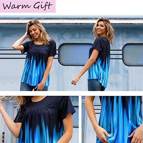 Rainoop Womens Summer Plus Size Tops Blouses Short Sleeve Shirts Lace Pleated Tunic Tops 3XL