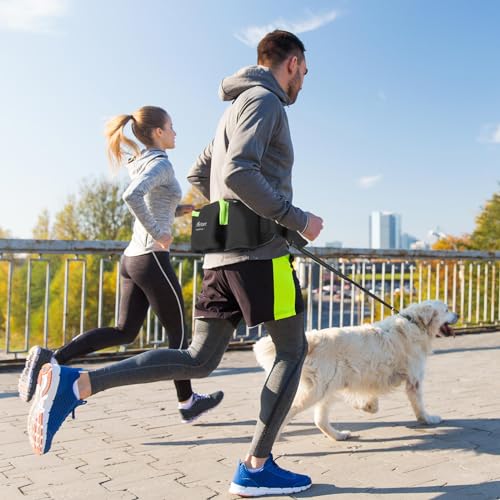 Manificent Hands Free Dog Leash for Medium Large Dogs, Wide Padded Waist Leash Bungee Leash Dog Running Leash for Dog with Reflective Stitching for Walks, Jogging, Running, Hiking, and Dog Training