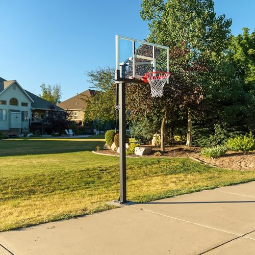 Lifetime Crank Adjust In Ground Tempered Glass Basketball Hoop, 54", Clear
