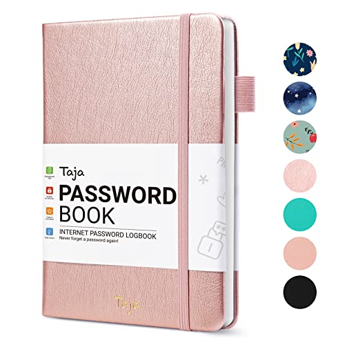 Taja Password Keeper Book with Alphabetical Tabs,Small Password Books for Seniors, Password Notebook for Internet Website Address Log in Detail, Password Logbook to Help You Stay Organized - Rose Gold