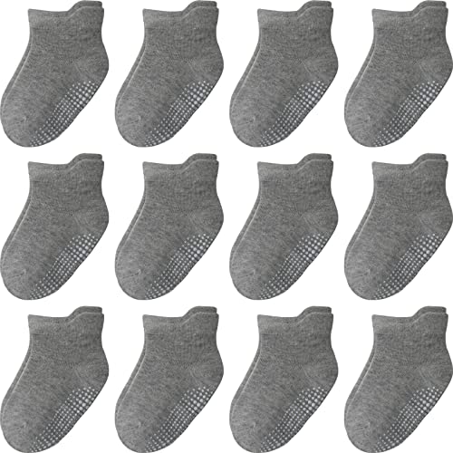 Aroveea Non Slip Grip Ankle Baby Socks 12 Pack for Toddler Boys and Girls Kids Socks,Infant Cute Cotton Baby Socks