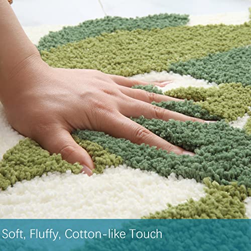 ZebraSmile 16 X 24 in Small Bathroom Rugs Green Leaves Microfiber Bath Mat Water Absorbent Bathroom Rug with Non Slip Back for Wash Basin Shower Floor Bedroom Doormat