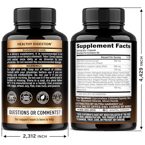 Wormwood, Black Walnut, Clove & Astragalus - ParaGone for Cleanse, Detox, Intestinal & Gut Flora Support - 12 in 1 Complex for Men & Women - NON-GMO, Vegan - Made in USA - 60 Capsules for 2 Months