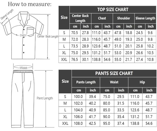 SWOMOG Mens Satin Silky Pajama Set Short Sleeve Classic Sleepwear Button Down Loungewear with Long Pants Red XX-Large