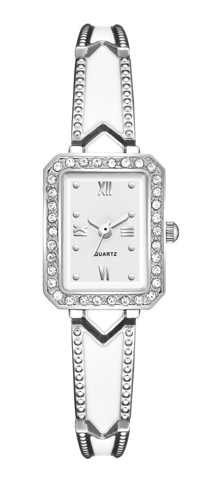 BESTKANG Women's Watches Luxury Crystal Diamond Bracelet Watch Fashion Ladies Dress Quartz Wrist Watch (Silver)