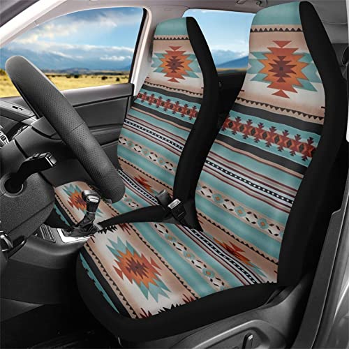 Salabomia Aztec Western Horse Car Seat Cover, High Back Stretchy Car Seat Protector Cover for Women, Comfortable 2 Piece Car Seat Covers Universal Fit for Most Vehicle Cars, Blue