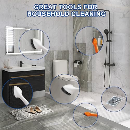 MGVK Scrub Brush, Cleaning Brush Set, Multifunctional 3 in 1 Scrub Brush with Handle, Household Cleaning Brush for Cleaning Bathroom, Shower, Tile, Kitchen, Floor, Bathtub, Carpet