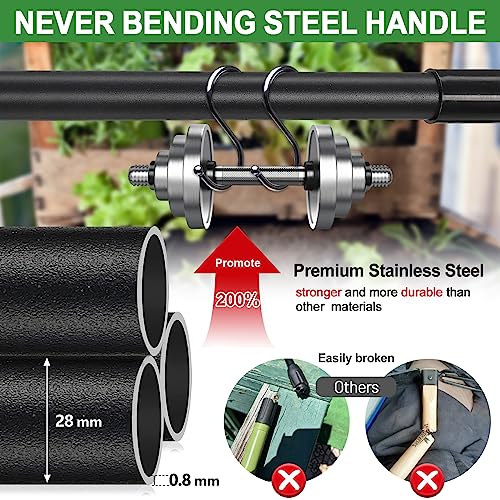 Hoe Garden Tools, Stirrup Hoe Weeding Tool, 62" Adjustable Long Handle Stainless Steel Heavy Duty Hula Hoe Tiller Rake for Flower Beds, Patio, Garden Loosening Soil Weeding Digging