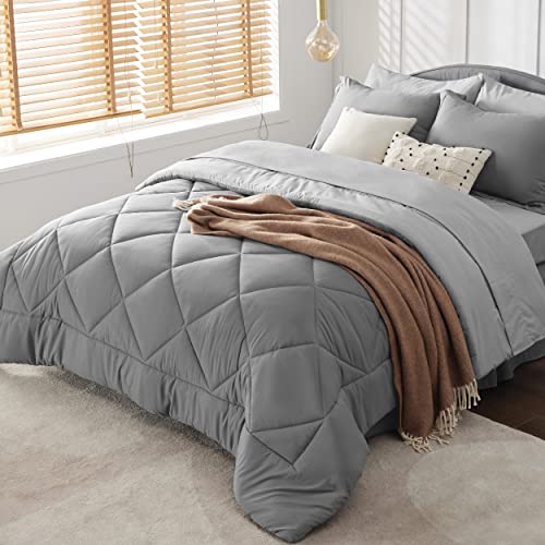 Bedsure White Twin XL Comforter Sets - 5 Pieces Reversible White Twin XL Bedding Sets with Comforters, Sheets, Pillowcase & Sham, Twin XL Bed Sets for College