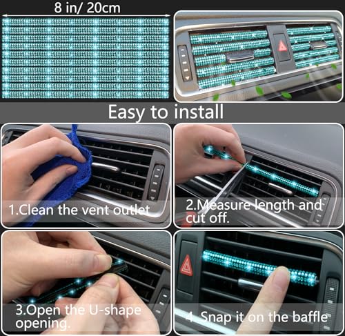 NBTEPEM 27 PCs Aquamrine Bling Car Accessories Set for Women, Steering Wheel Covers Universal Fit 15 Inch, Bling License Plate Frame, Bling Phone Holder, Bling Car Coasters (Aquamrine Diamond)