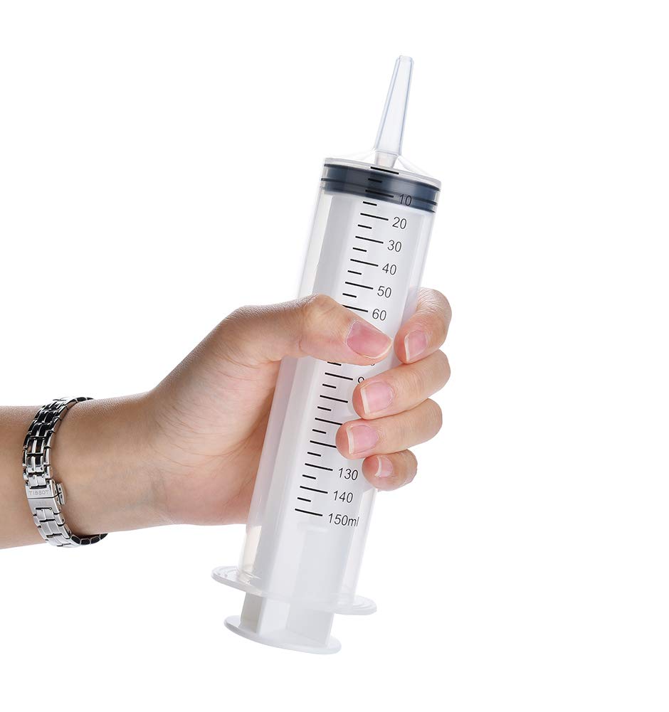 3 Pcs 150ml Large Syringes, Sterile and Individual Sealed, Easy to Use and Clean, Plastic Garden Syringe for Liquid, lip Gloss, Paint, Epoxy Resin, Oil, Watering Plants, Refilling