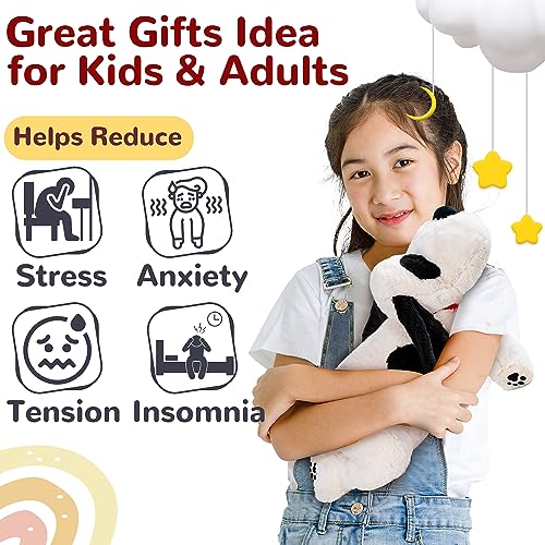 meowtastic Black & White Dog Weighted Stuffed Animals - 22 Inch 4.5 Pounds Weighted Plush Dog Stuffed Animals - Big Stuffed Dog Plush Pillow - Cute Plush Toys Gifts for Kids & Adults (22" 4.5 lbs)
