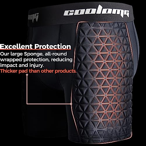 COOLOMG Boys Youth Baseball Sliding Shorts with Athletic Cup Padded Slider Short for Softball Football Lacrosse Hockey