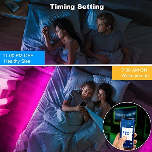 DAYBETTER Smart Led Lights 30 ft, 5050 RGB Led Strip Lights Kits with 24 Keys Remote, App Control Timer Schedule Led Music Strip Lights