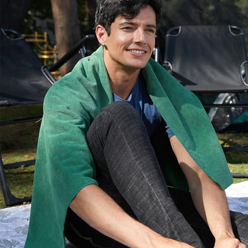 Rainleaf Microfiber Travel Towel Quick Dry Swimming Towel Ultra-Compact,Super Absorbent,Washcloths for Bathroom, Shower,Camping,Backpacking-Dark Green 24"x48"