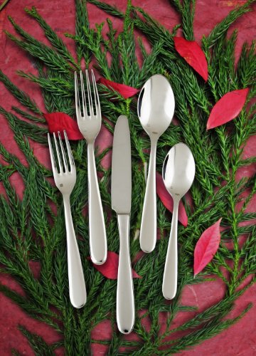 Fortessa Grand City 18/10 Stainless Steel Flatware, 5 Piece Place Setting, Service for 1 , Silver -