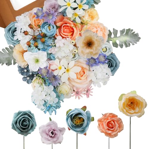 Garisey Artificial Flowers Combo for DIY Wedding Bouquets Combo Centerpieces Arrangements Party Bridal Baby Shower Home Decorations-Blush Pink